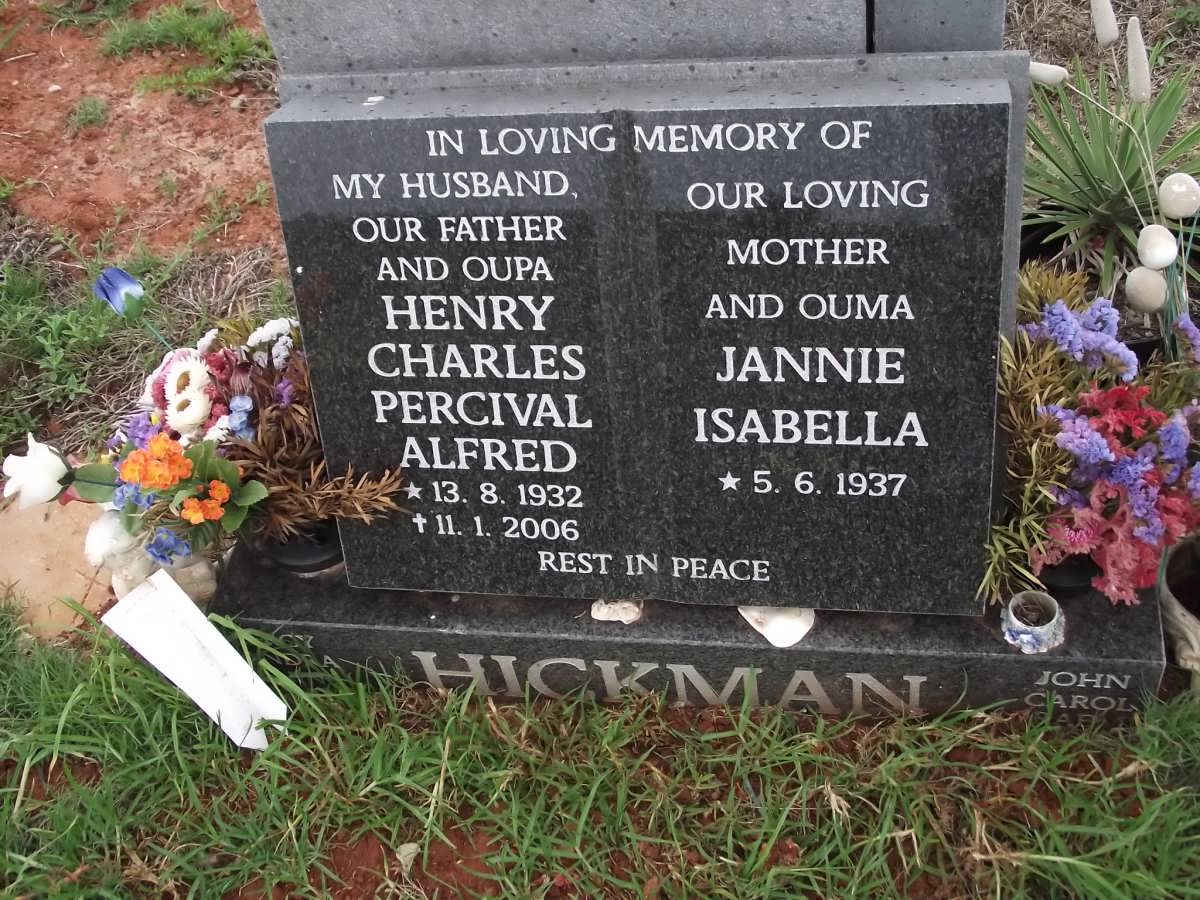 HICKMAN Henry Charles Percival Alfred 1932-2006 & Jannie Isabella 1937-