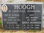 HOOGH Daniel 1939-1995 & Anna Hermina 1945-1997