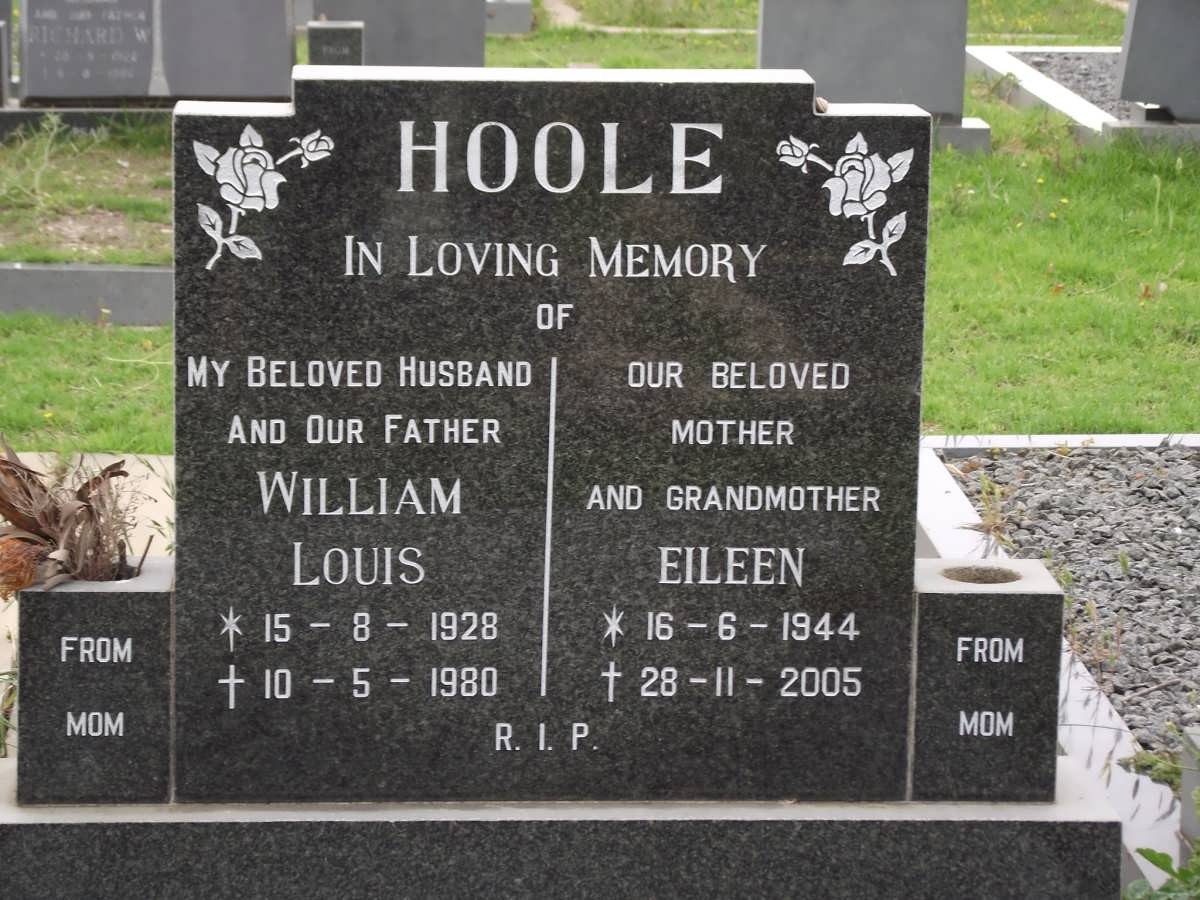 HOOLE William Louis 1928-1980 & Eileen 1944-2005