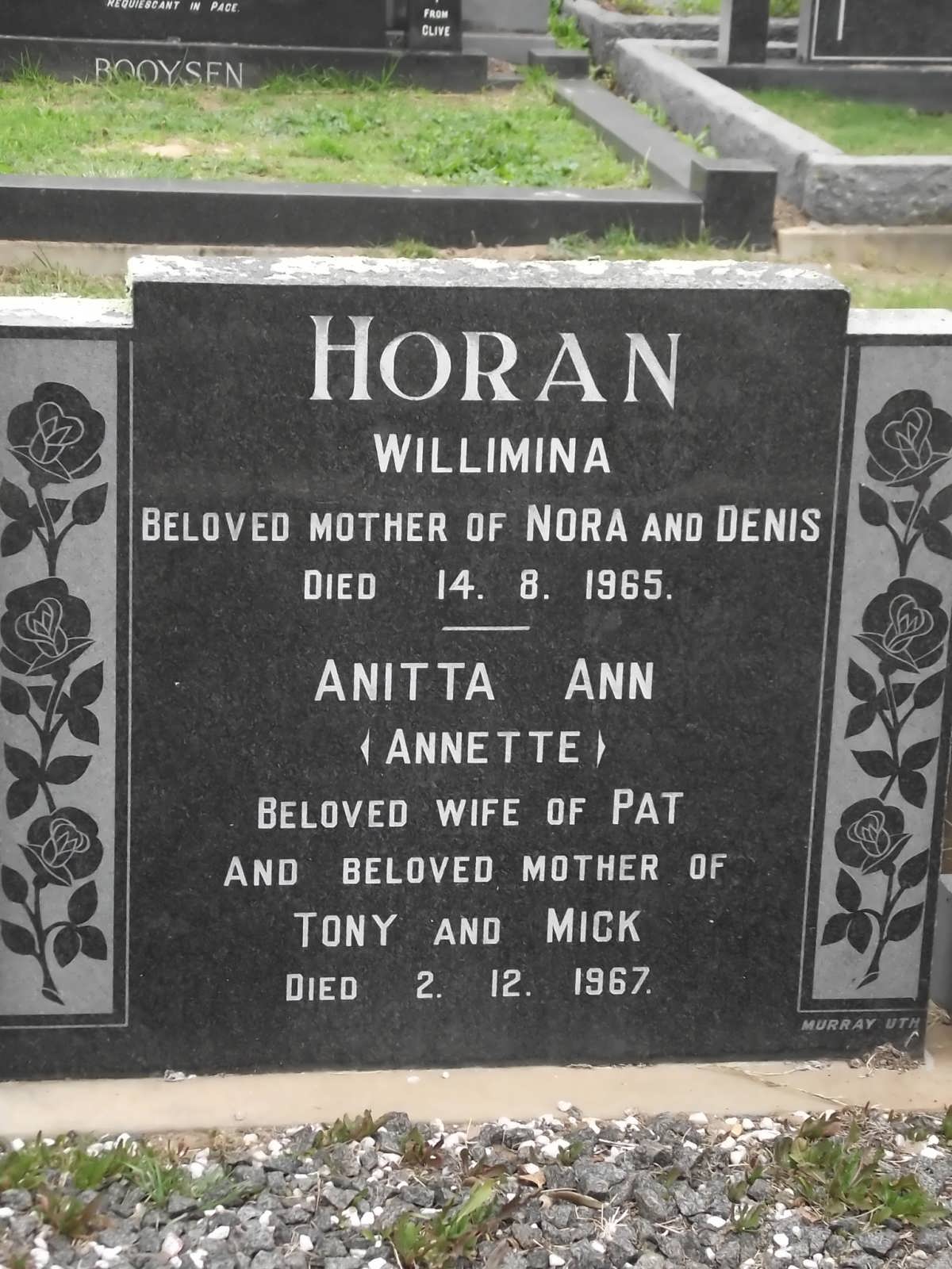 HORAN Willimina -1965 :: HORAN Anitta Ann -1967