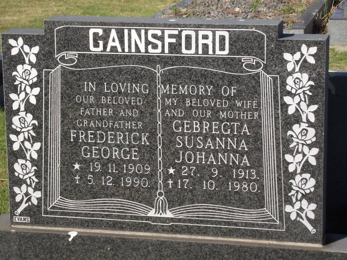GAINSFORD Frederick George 1909-1990 & Gebrechta Susanna Johanna 1913-1980