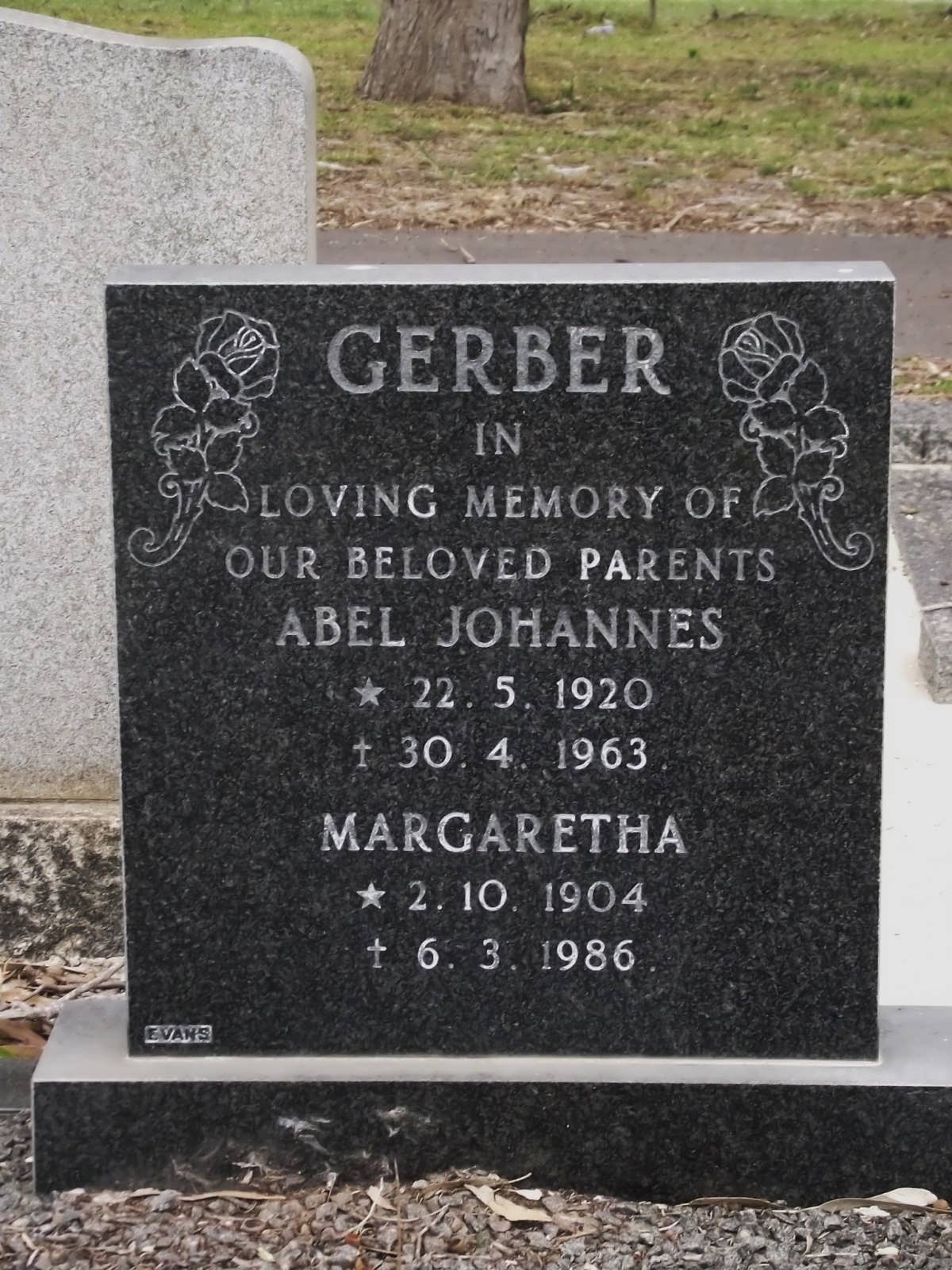 GERBER Abel Johannes 1920-1963 & Margaretha 1904-1986