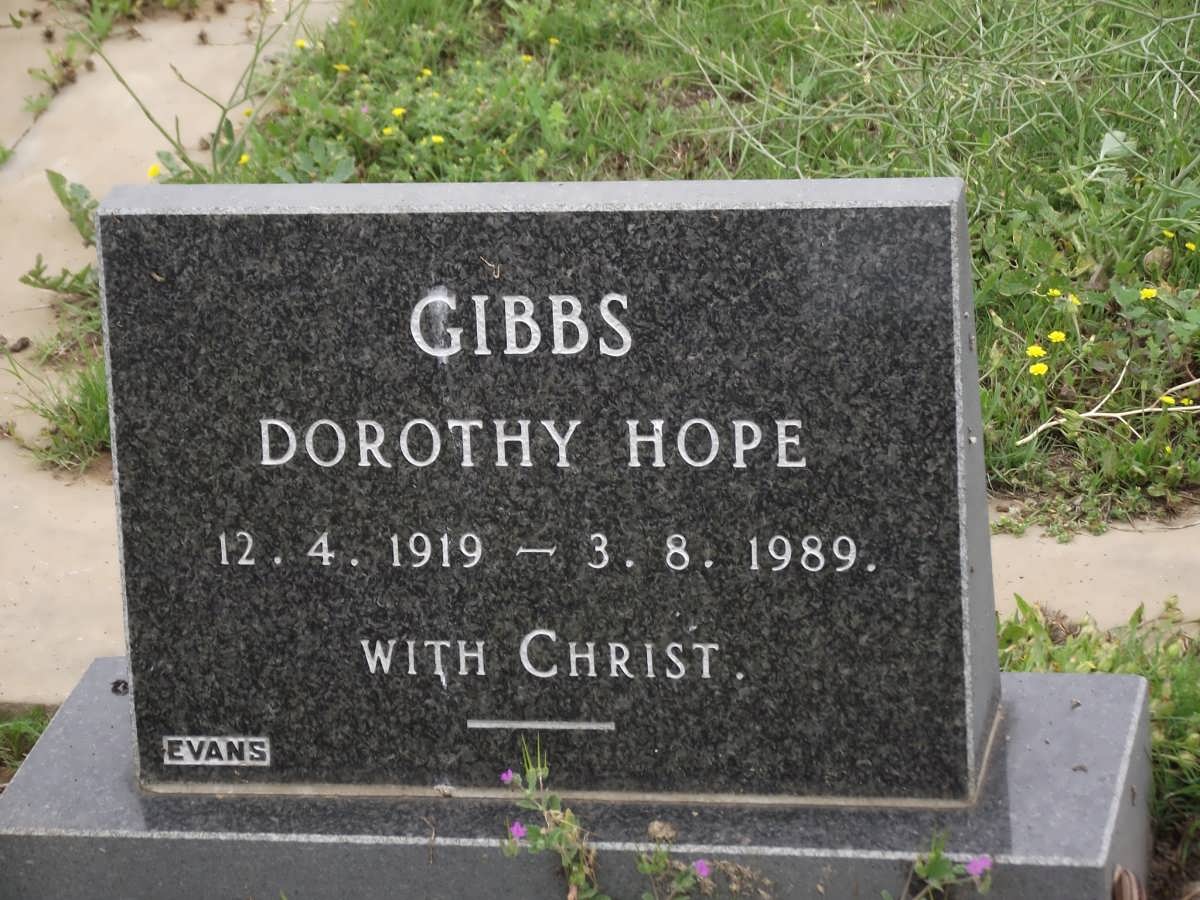 GIBBS Dorothy Hope 1919-1989
