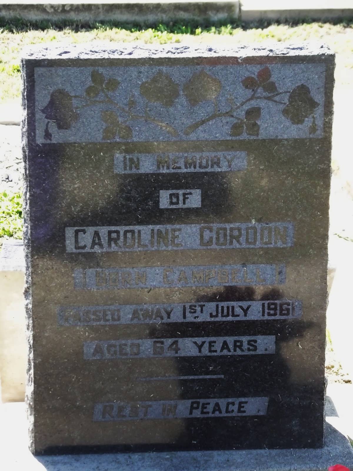 GORDON Caroline nee CAMPBELL -1961