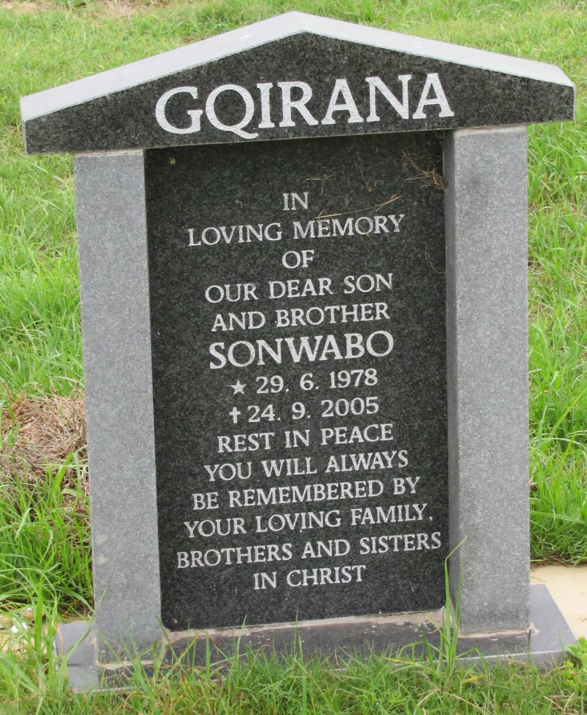 GQIRANA Sonwabo 1978-2005