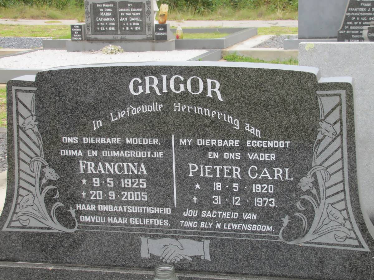 GRIGOR Pieter Carl 1920-1973 & Francina 1925-2005