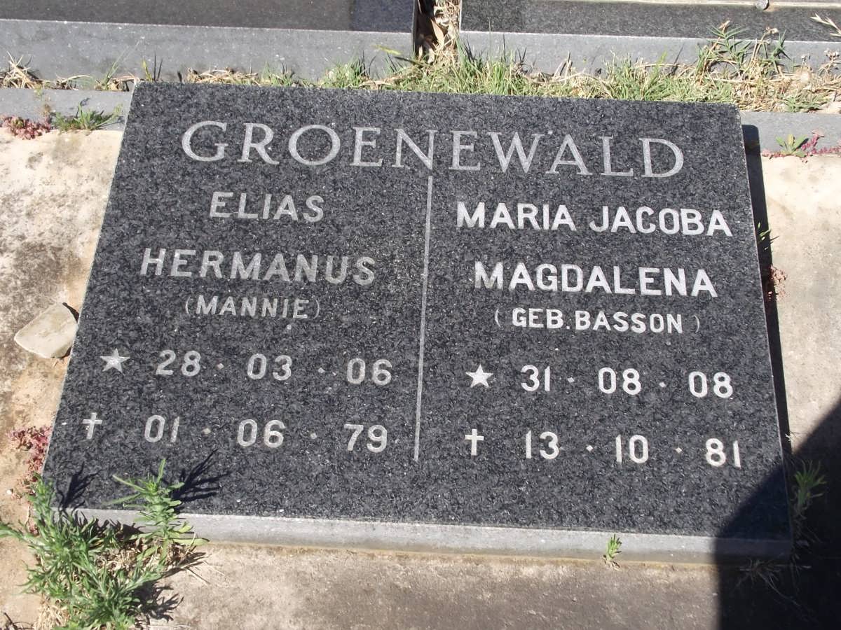 GROENEWALD Elias Hermanus 1906-1979 & Maria Jacoba Magdalena BASSON 1908-1981