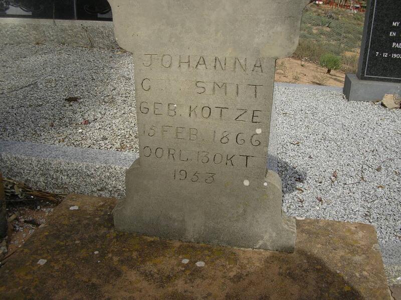 SMIT Johanna G. nee KOTZE 1866-1953