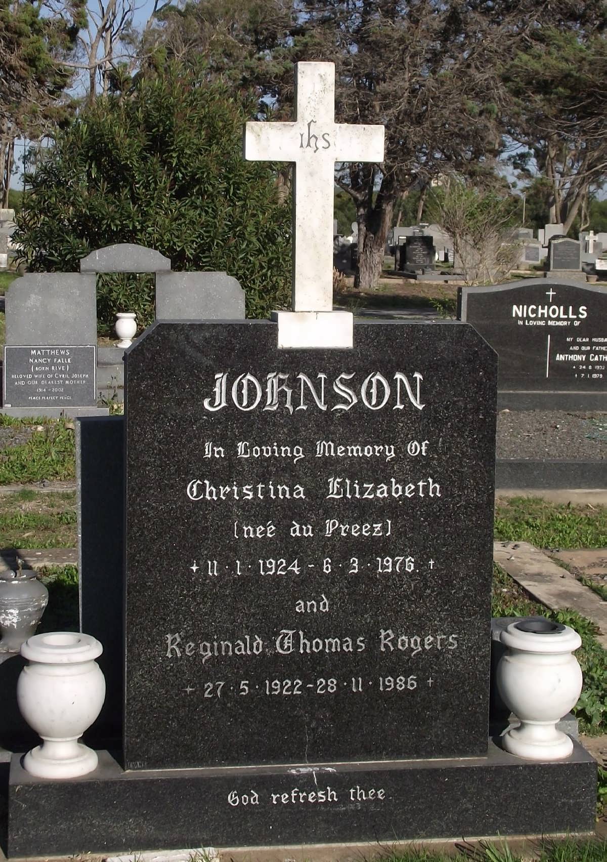 JOHNSON Christina Elizabeth nee DU PREEZ 1924-1976