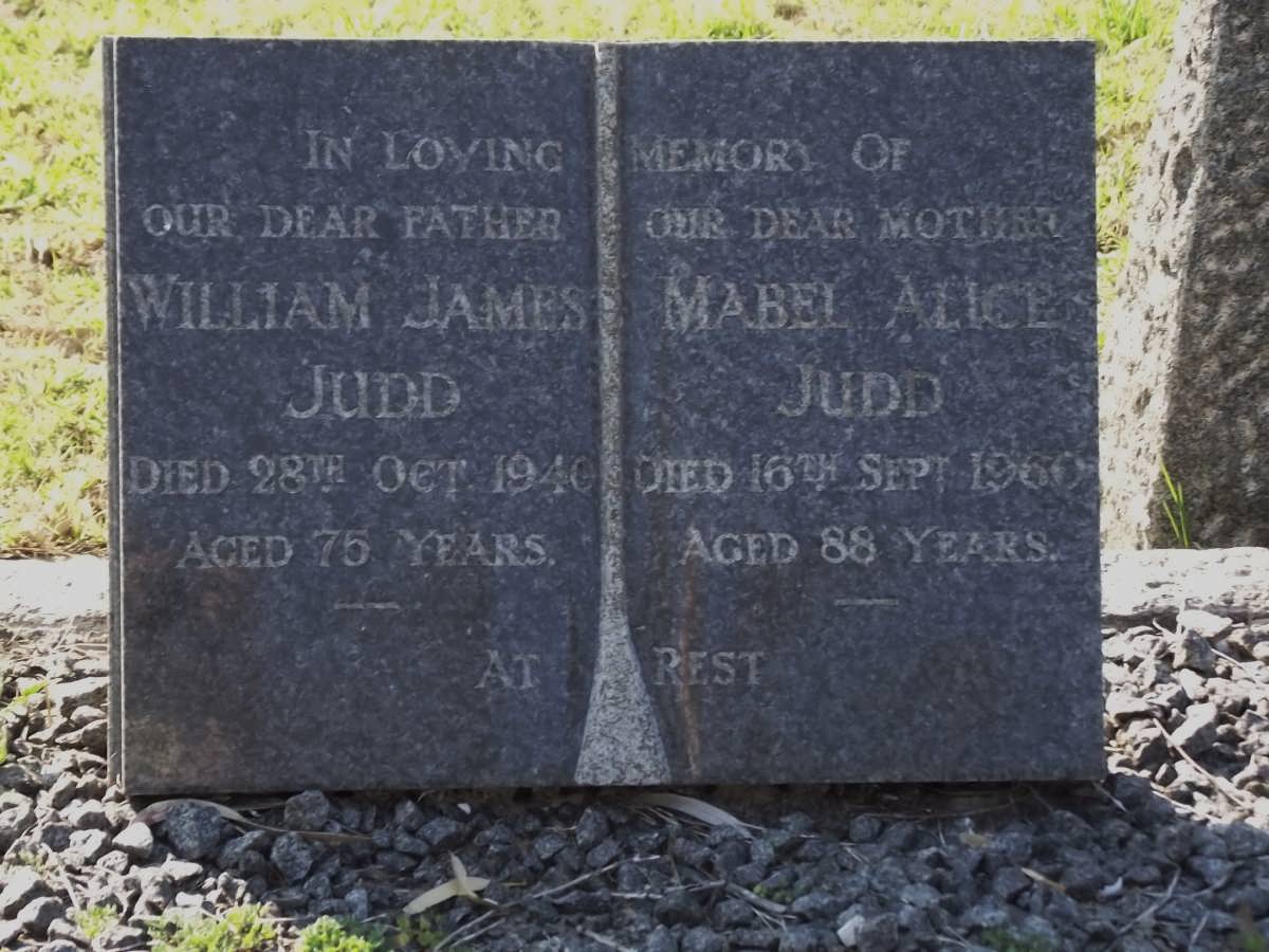 JUDD William James -1940 & Mabel Alice -1960