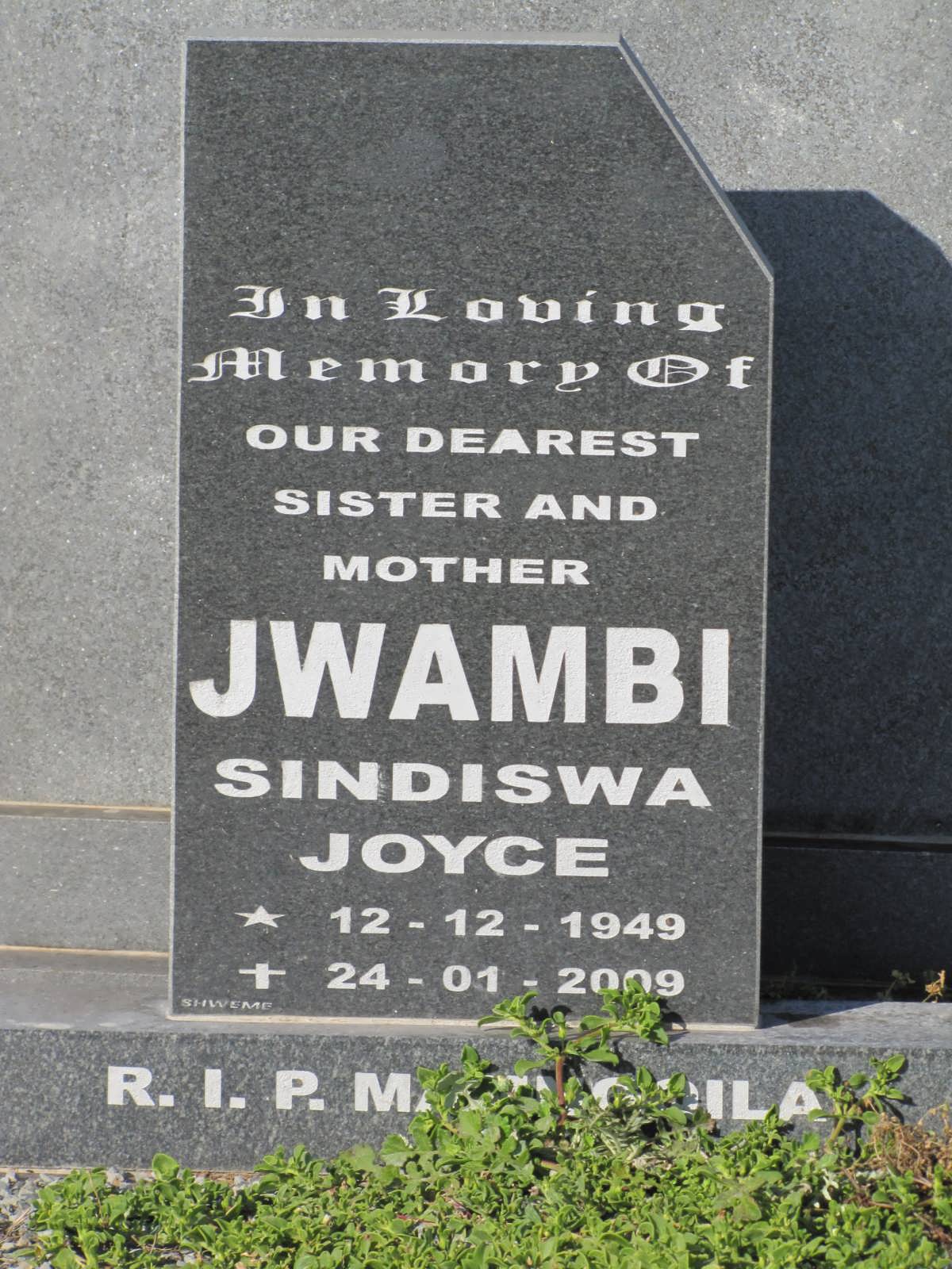 JWAMBI Sindiswa Joyce 1949-2009