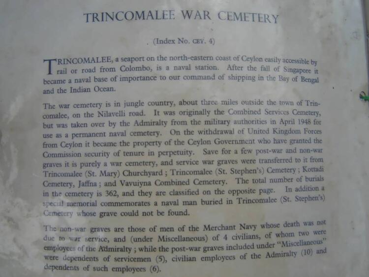 4. Information on Trincomalee War Cemetery