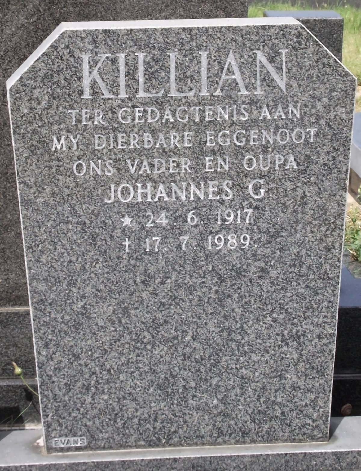 KILLIAN Johannes G. 1917-1989