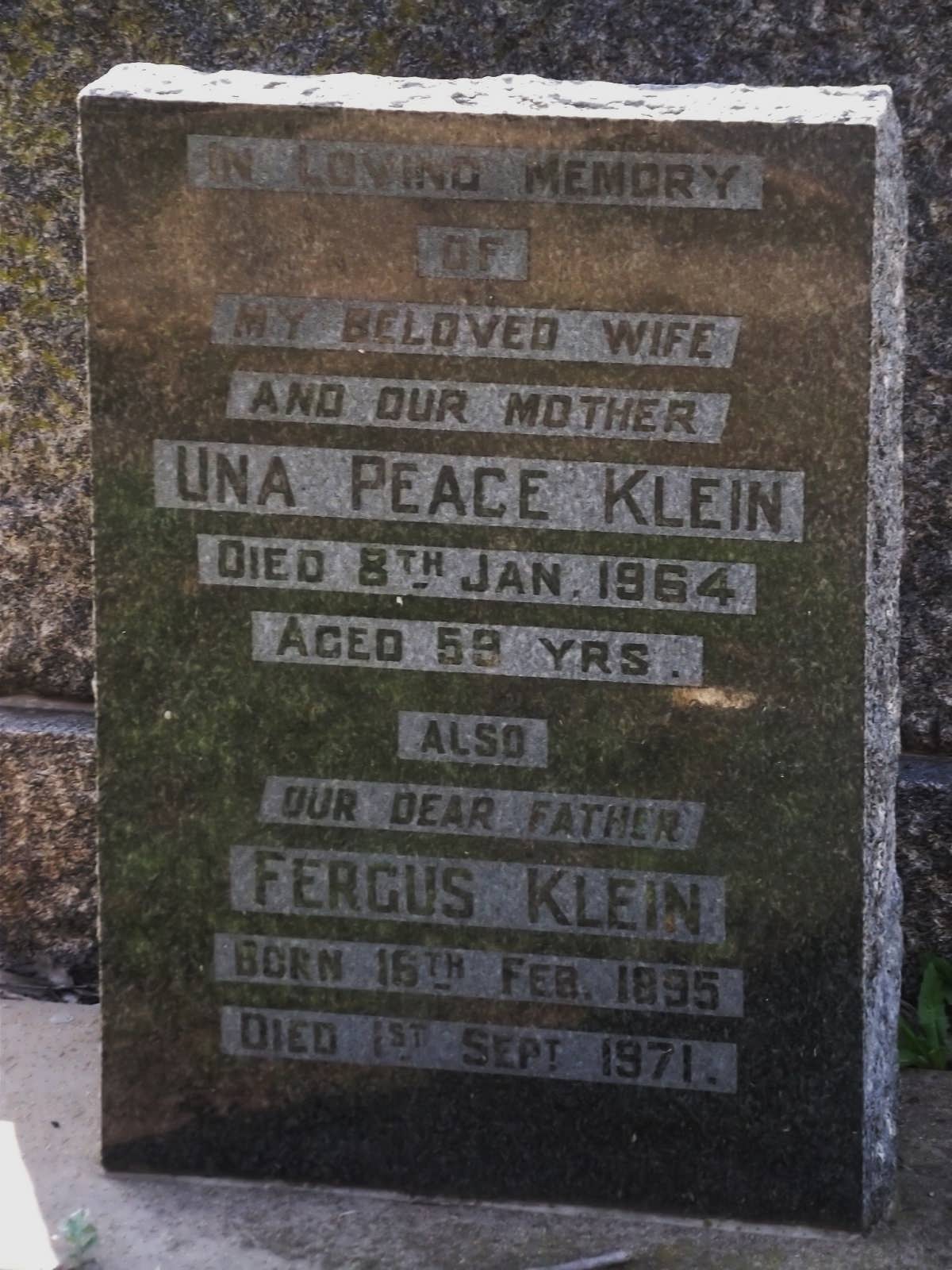 KLEIN Fergus 1895-1971 & Una Peace -1964