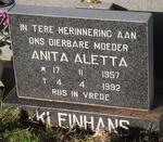 KLEINHANS Anita Aletta 1957-1992
