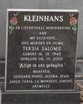 KLEINHANS Tersia Salomie 1942-2002