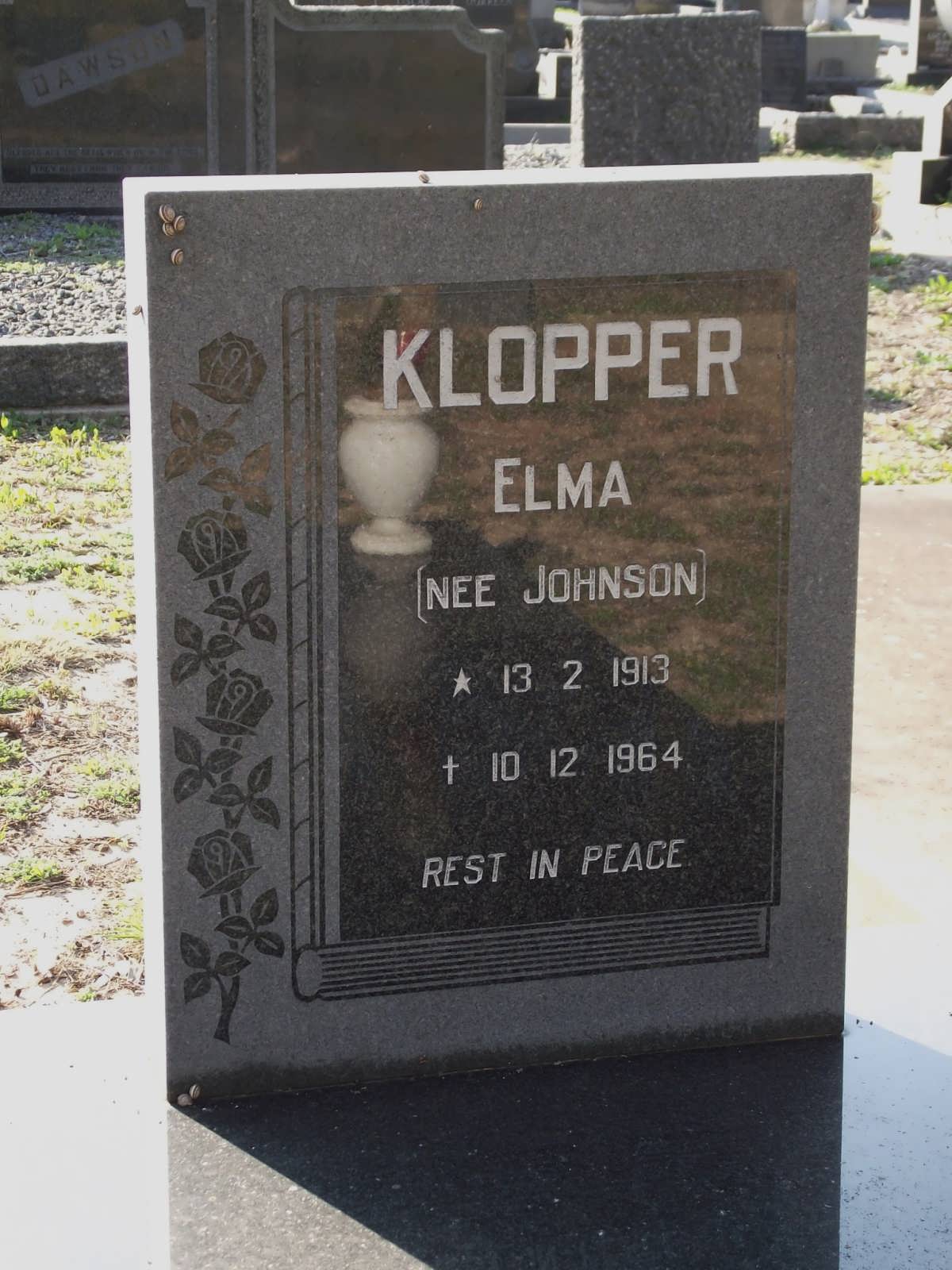KLOPPER Elma nee JOHNSON 1913-1964