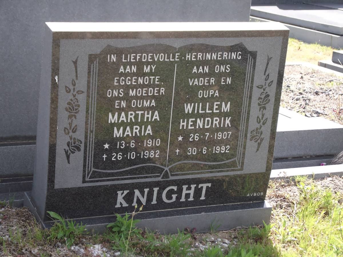 KNIGHT Willem Hendrik 1907-1992 & Martha Maria 1910-1982