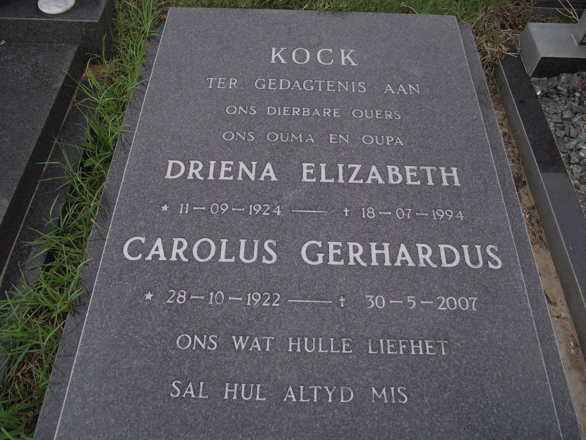 KOCK Carolus Gerhardus 1922-2007 & Driena Elizabeth 1924-1994