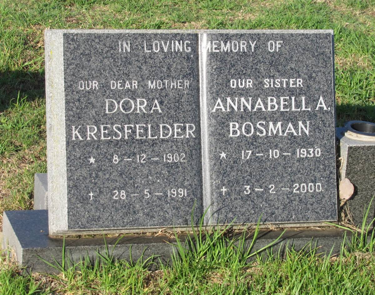 KRESFELDER Dora 1902-1991 :: BOSMAN Annabell A. 1930-2000