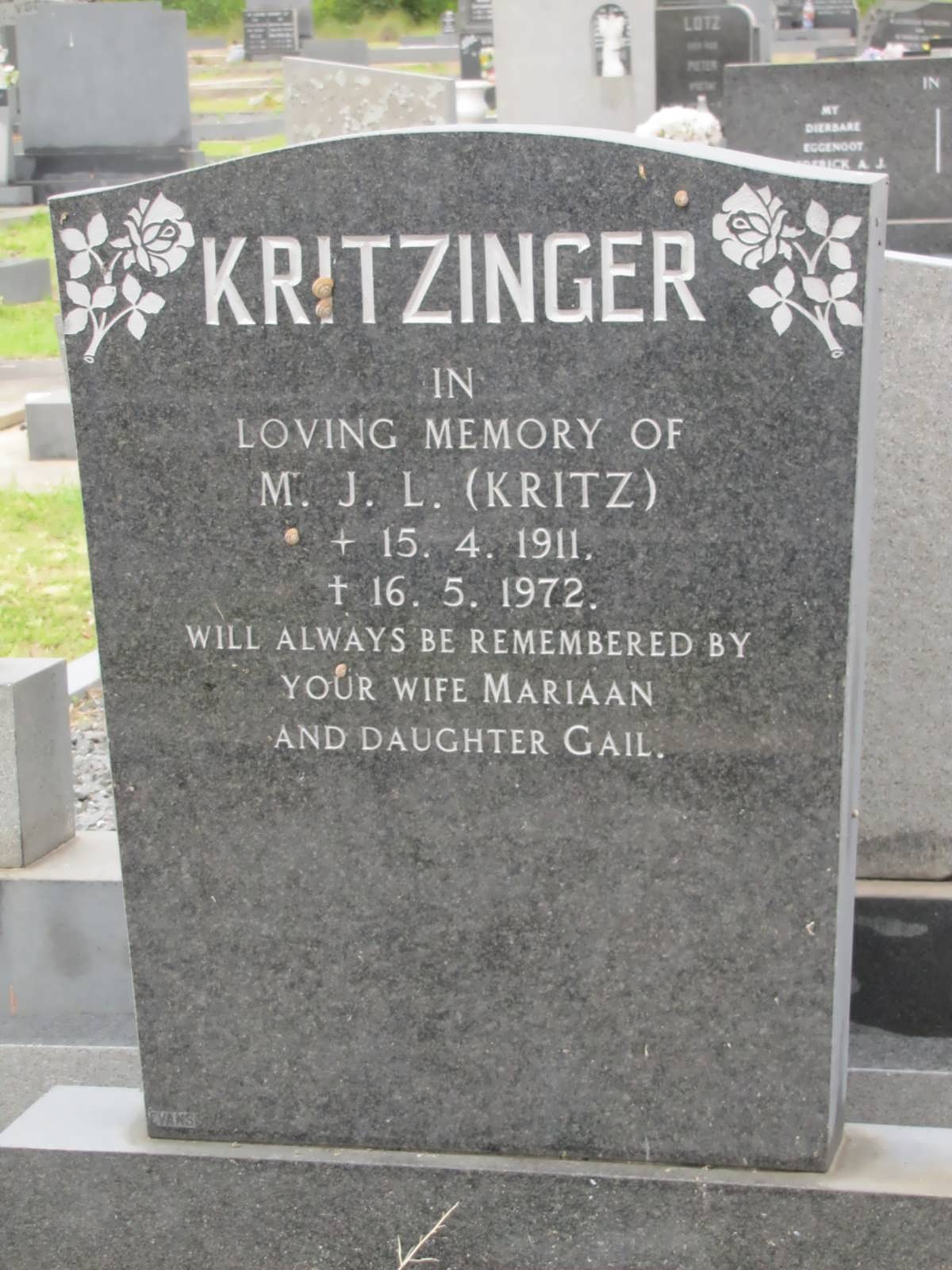 KRITZINGER M.J.L. 1911-1972