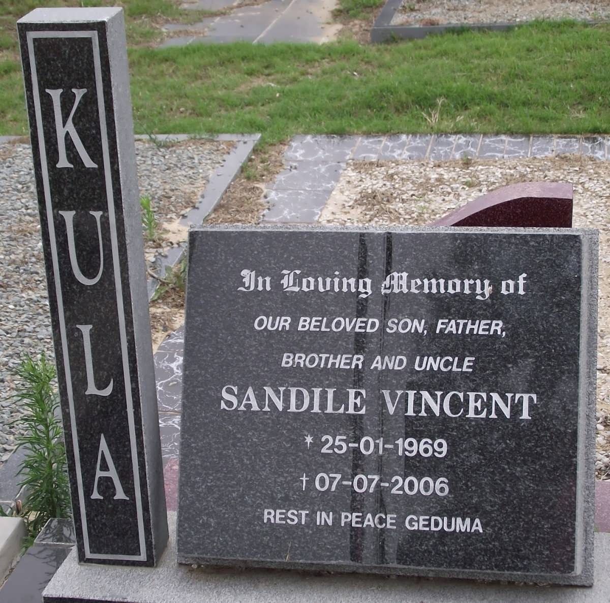 KULA Sandile Vincent 1969-2006