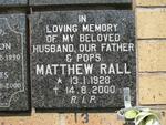 RALL Matthew 1928-2000