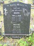 LOURENS Mark William 1960-1960 :: LOURENS Wayne Peter 1961-1982