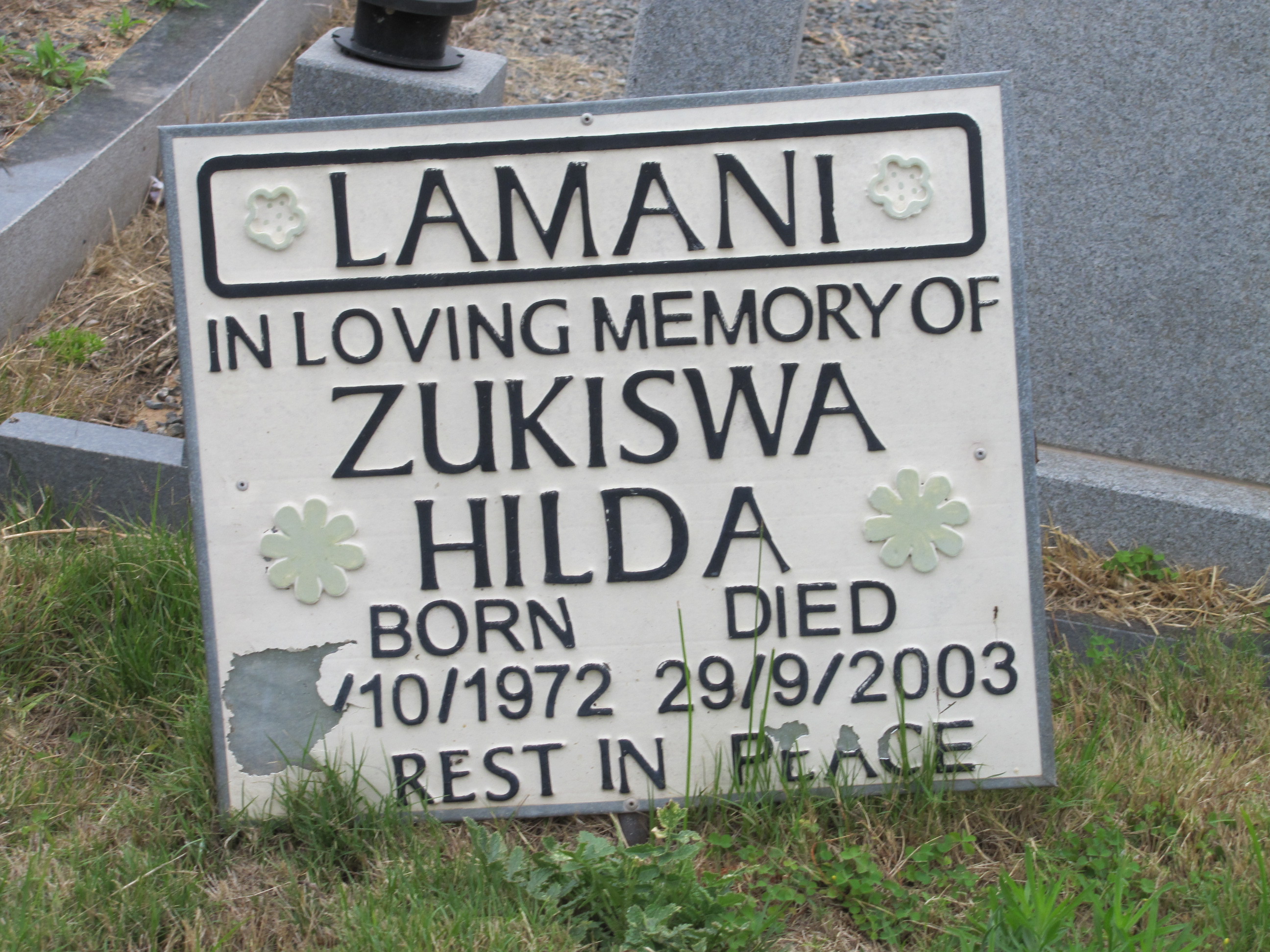 LAMINI Zukiswa Hilda 1972-2003