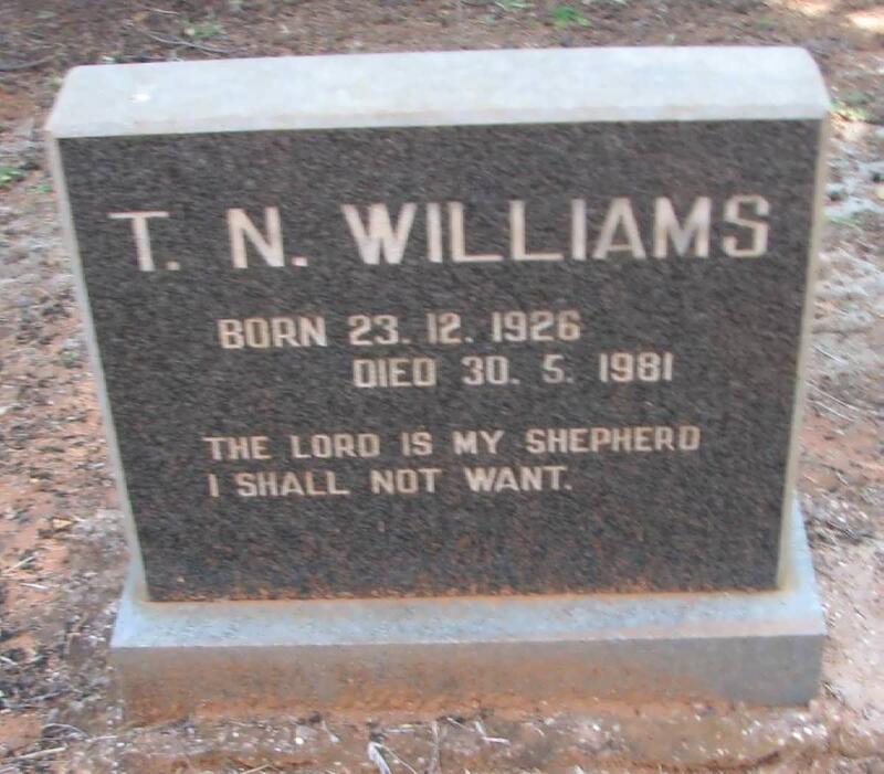 WILLIAMS T.N. 1926-1981