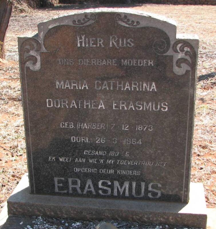 ERASMUS Maria Catharina Dorathea nee HARBER 1873-1964