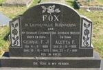 FOX George F.J. 1898-1975 & Aletta F. 1906-1991