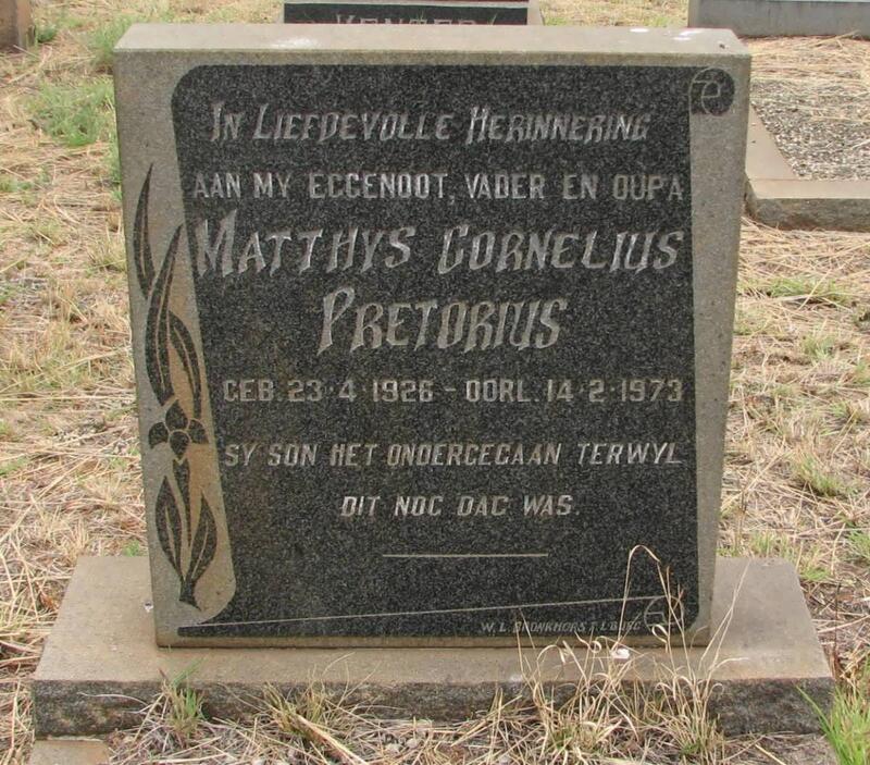 PRETORIUS Matthys Cornelius 1926-1973