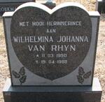 RHYN Wilhelmina Johanna, van 1950-1988