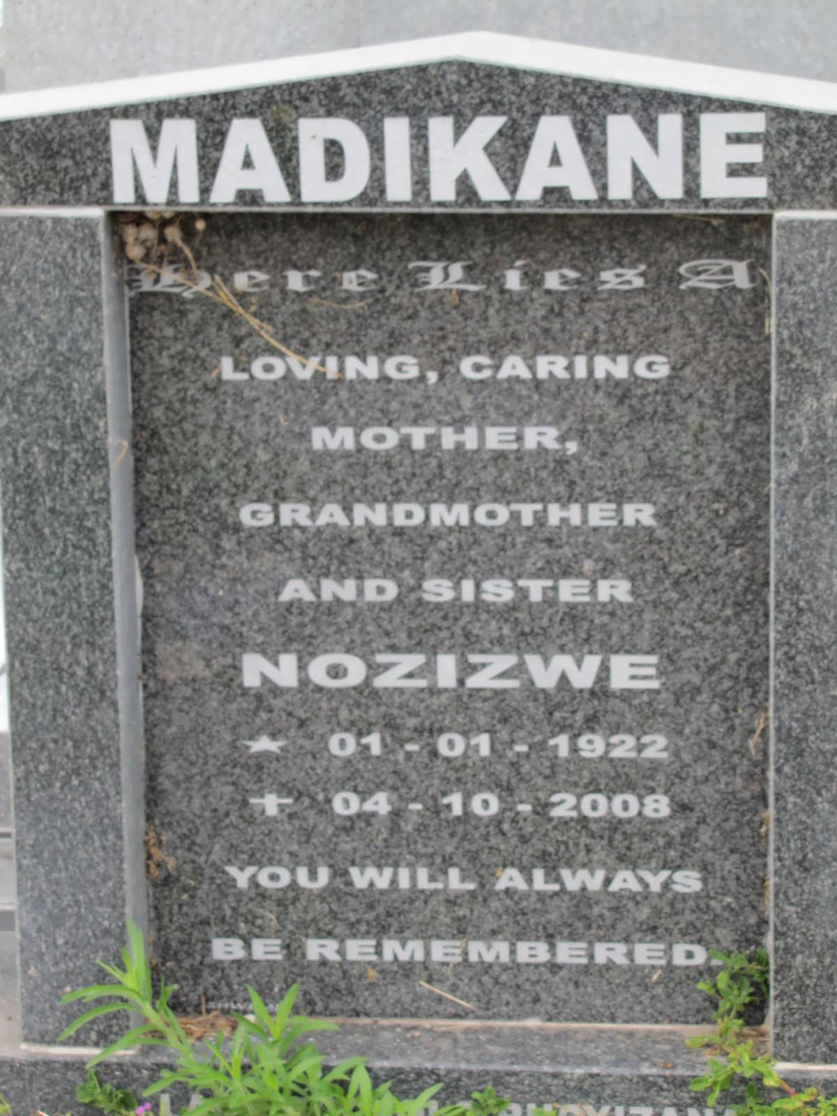 MADIKANE Nozizwe 1922-2008