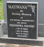 MATIWANA Phindiswa Nhonho 1956-2005