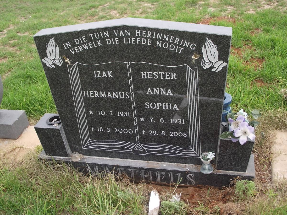 MATTHEUS Izak Hermanus 1931-2000 & Hester Anna Sophia 1931-2008