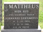 MATTHEUS Johannes Gerhardus 1909-1981