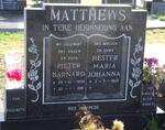 MATTHEWS Pieter Barnard 1930-1991 & Hester Maria Johanna 1933-