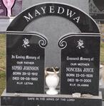 MAYEDWA Sipho Johnson 1912-1982 & Nonceba Joyce 1928-2005
