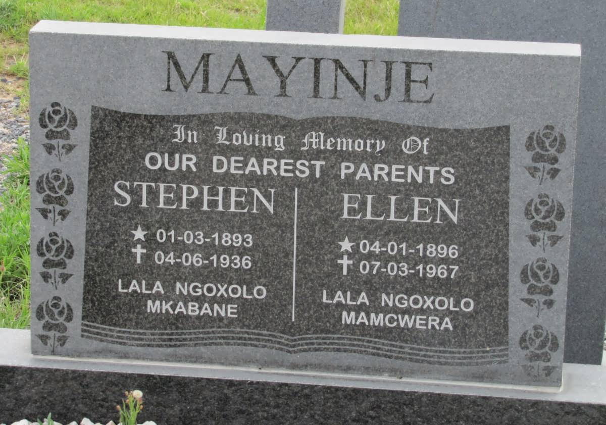 MAYINJE Stephen 1893-1936 & Ellen 1896-1967