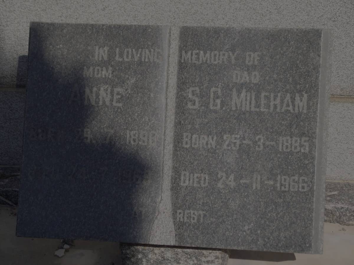 MILEHAM S.G. 1885-1966 & Anne 1898-1969