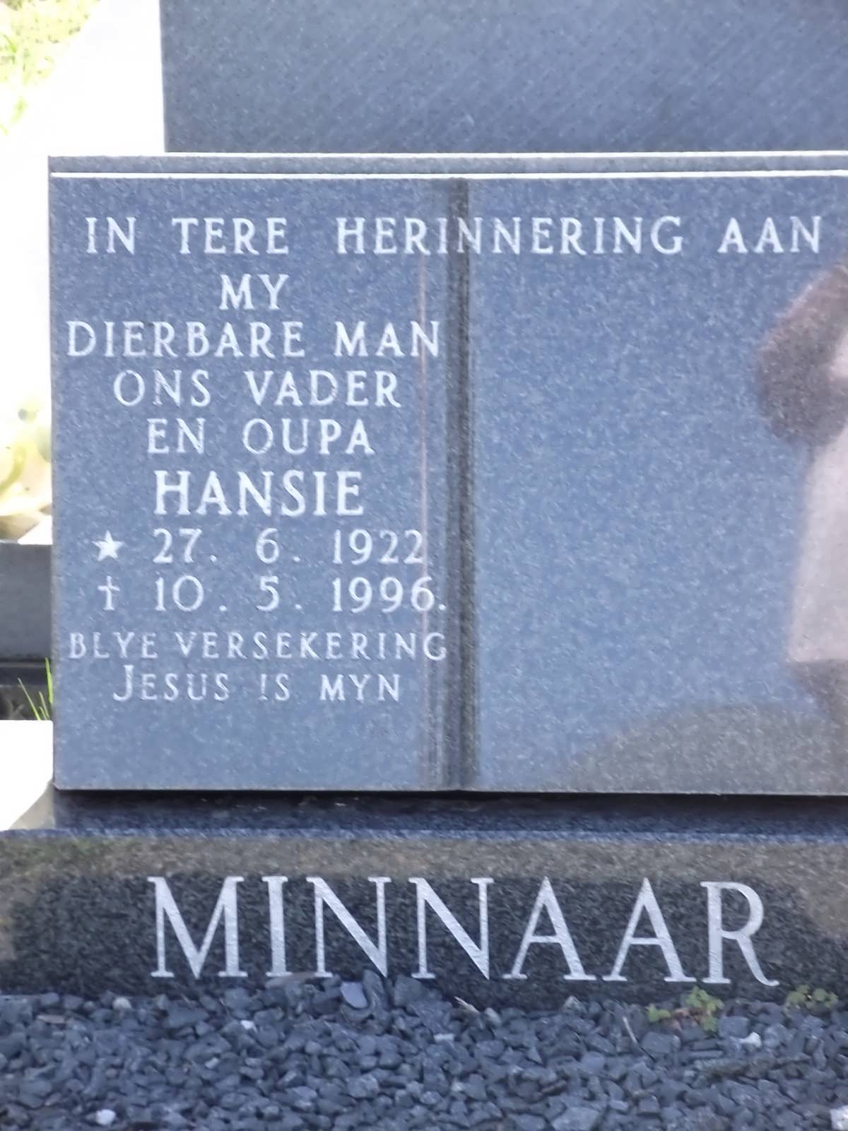 MINNAAR Hansie 1922-1996 & M.M. -1992