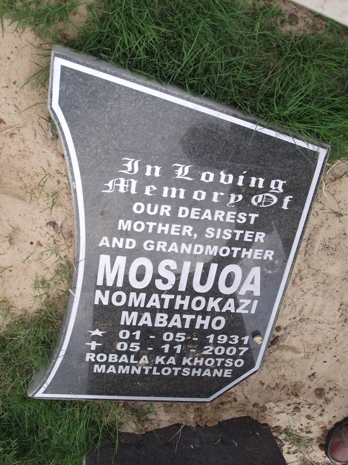 MOSIUOA Nomathokazi Mabatho 1931-2007