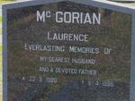 MC GORIAN Laurence 1905-1986