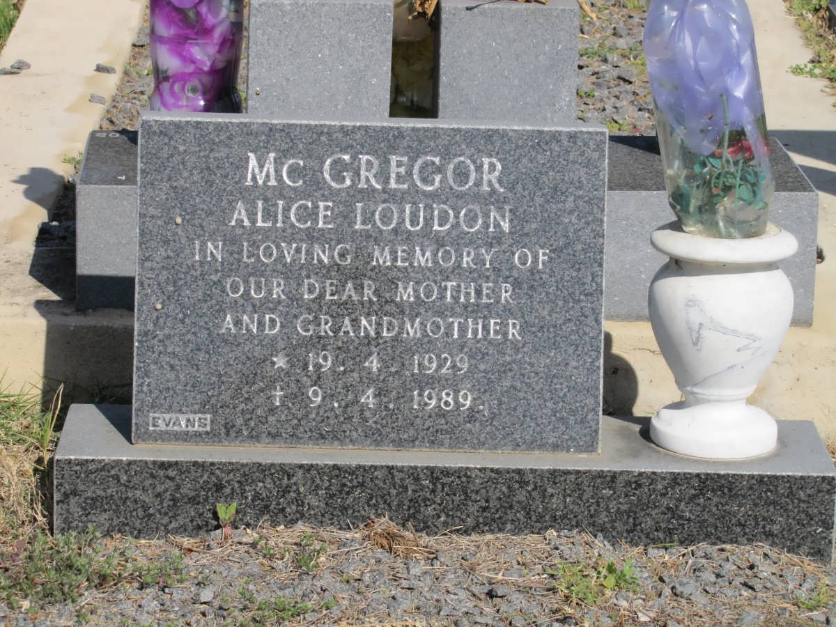 MC GREGOR Alice Loudon 1929-1989