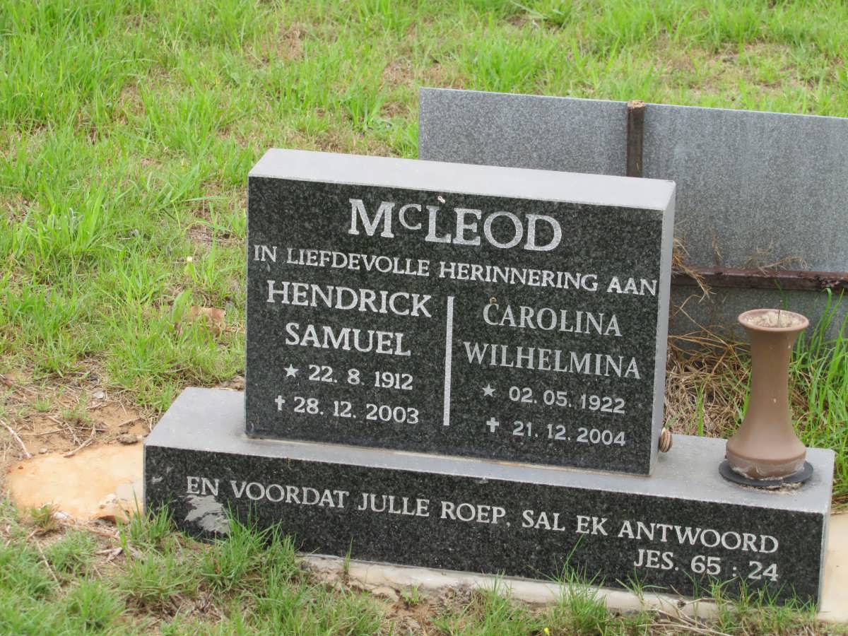 MC LEOD Hendrick Samuel 1912-2003 & Carolina Wilhelmina 1922-2004