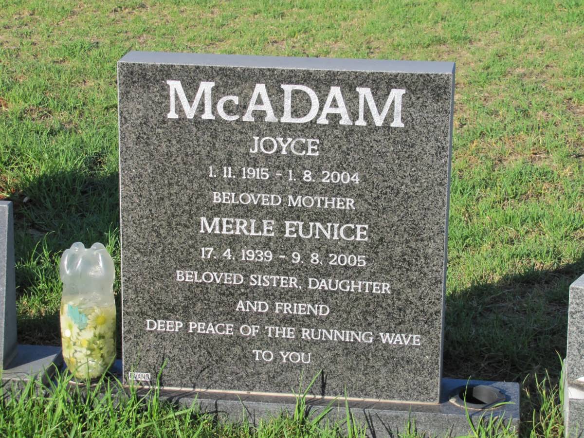 McADAM Joyce 1915-2004 :: McADAM Merle Eunice 1939-2005