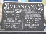 MDANYANA Timothy Viwe 1922-1999 & Daniswa Annie 1929-2007