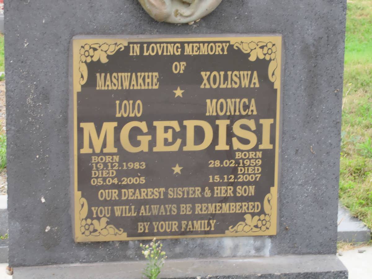MGEDISI Masiwakhe Lolo 1983-2005 :: MGEDISI Xoliswa Monica 1959-2007